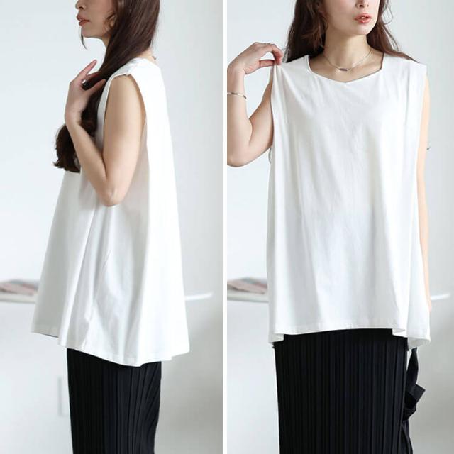 タックショルダーノースリーブチュニック