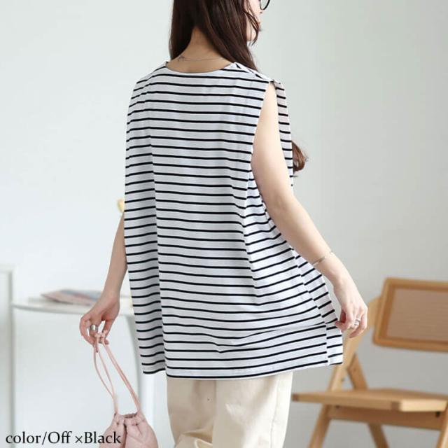 タックショルダーノースリーブチュニック