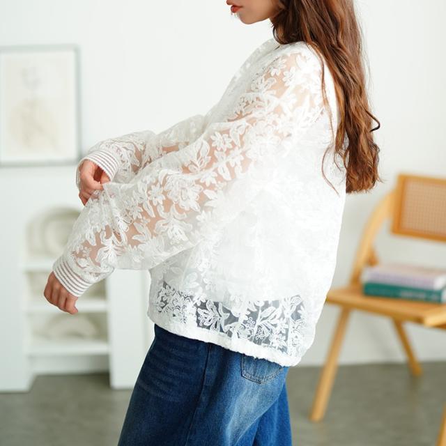 花柄レースZIPブルゾン