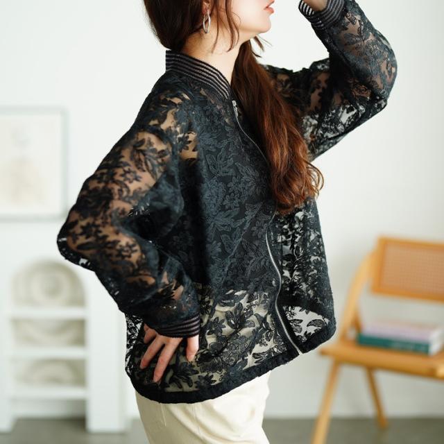花柄レースZIPブルゾン