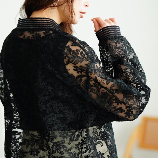 花柄レースZIPブルゾン
