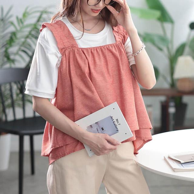 接触冷感＆UVカットフリル肩紐フレアキャミソール