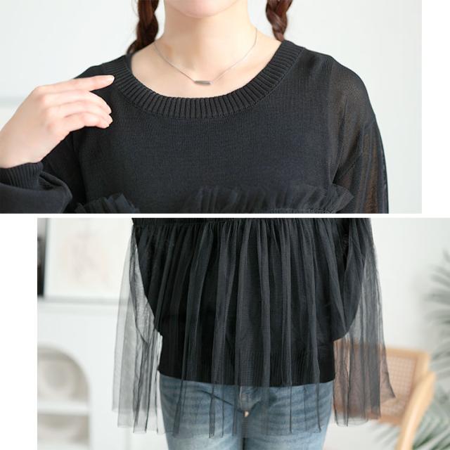 ビスチェ風チュールドッキングサマーニット