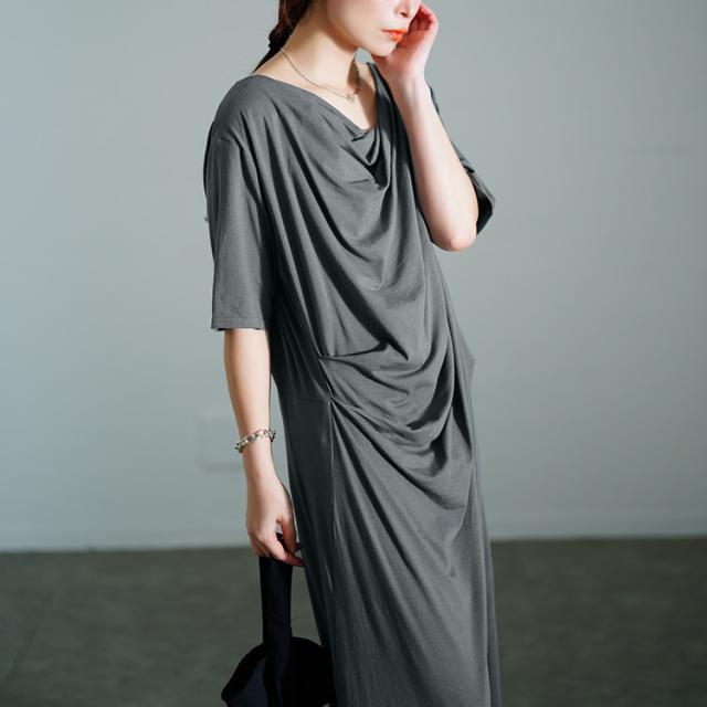 接触冷感ストレッチドレープワンピース