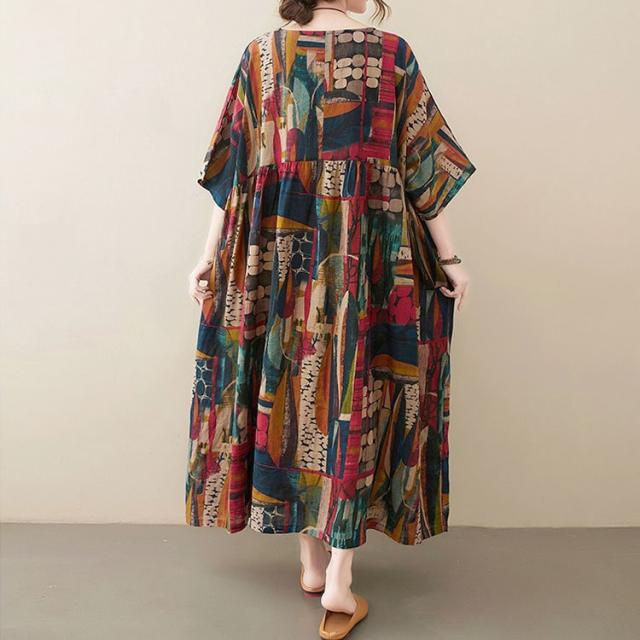 マルチカラーコットンワンピース