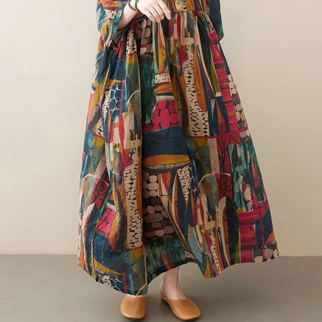 マルチカラーコットンワンピース