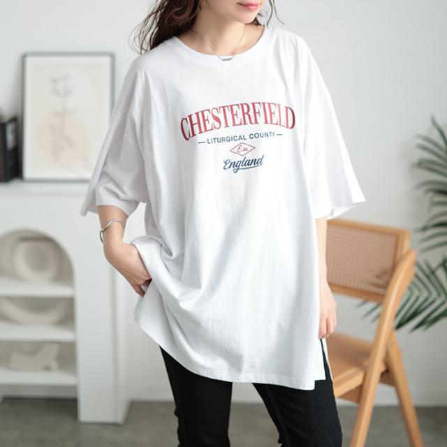 サイドスリットロゴコットンビッグTシャツ