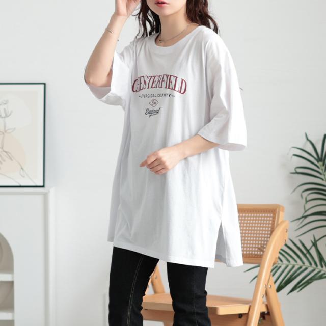 サイドスリットロゴコットンビッグTシャツ