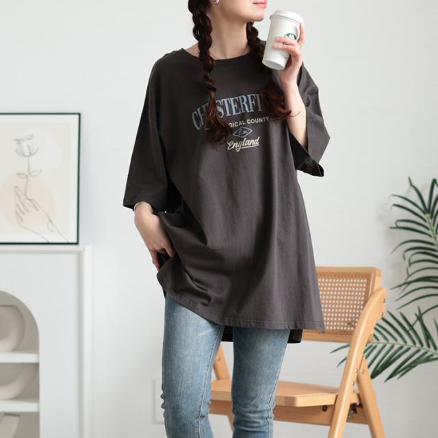 サイドスリットロゴコットンビッグTシャツ