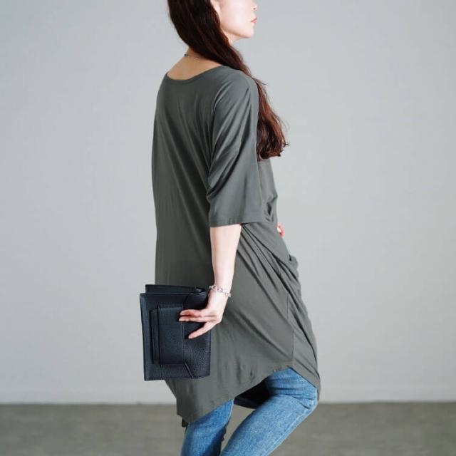 接触冷感アシンメトリー変形チュニック