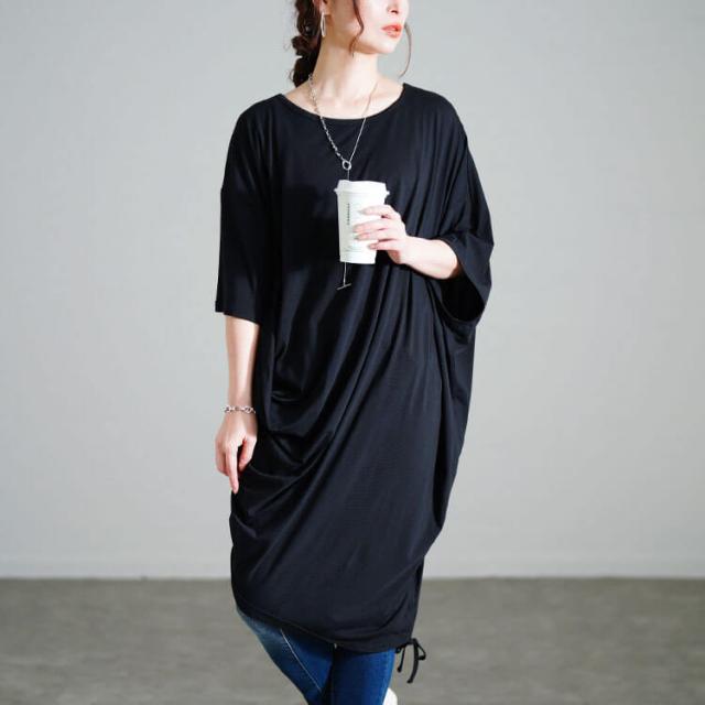 接触冷感アシンメトリー変形チュニック