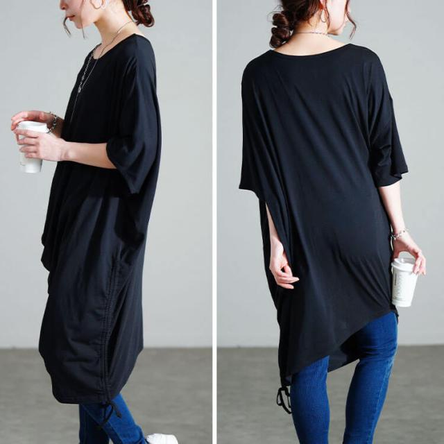 接触冷感アシンメトリー変形チュニック