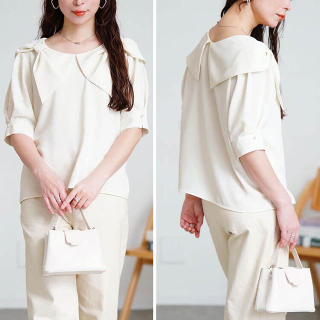 ビッグリボン襟ブラウス