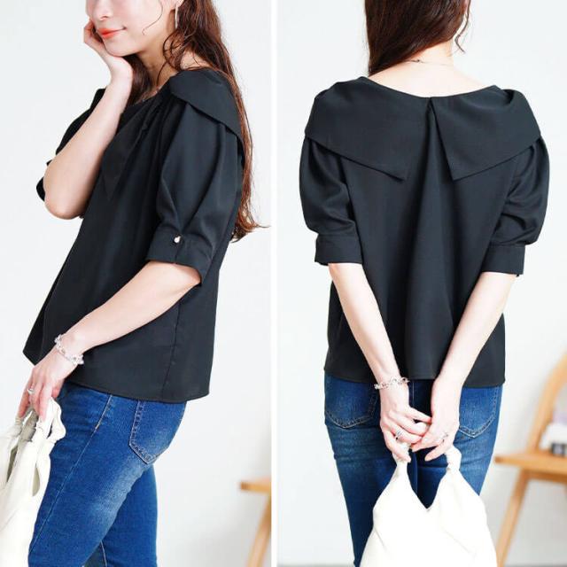 ビッグリボン襟ブラウス