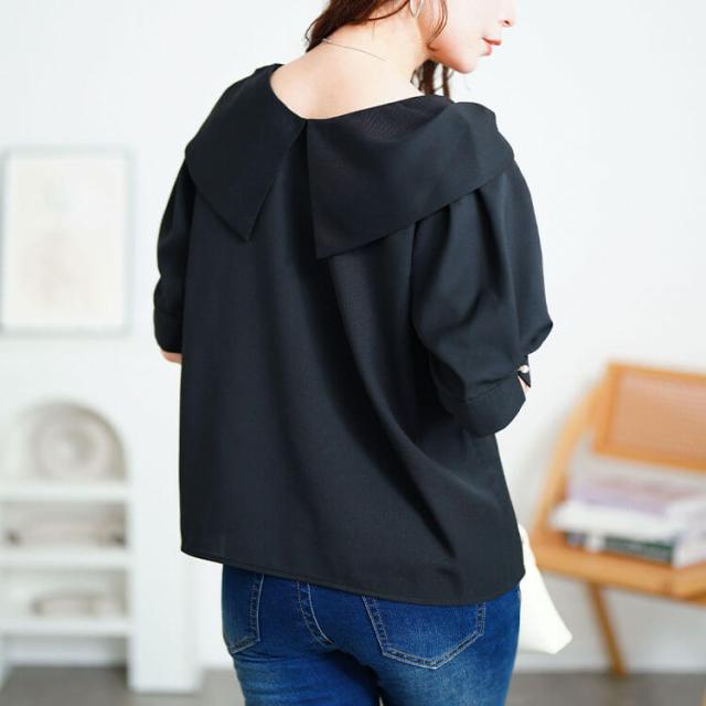 ビッグリボン襟ブラウス