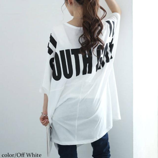 バックプリントドルマンチュニックTシャツ