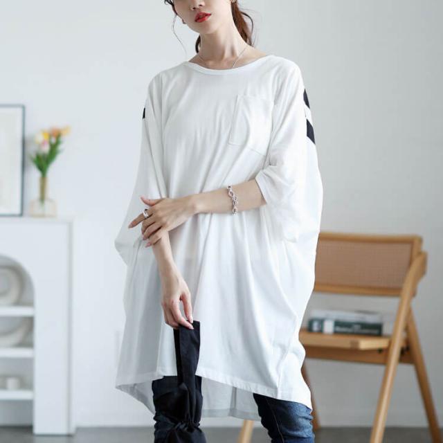 バックプリントドルマンチュニックTシャツ