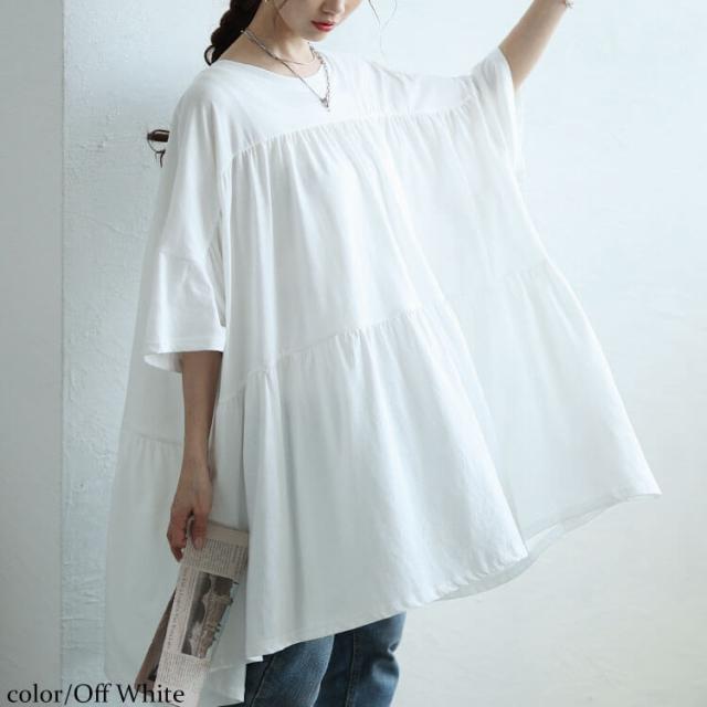 ビックティアードチュニックTシャツ