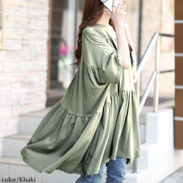 ビックティアードチュニックTシャツ