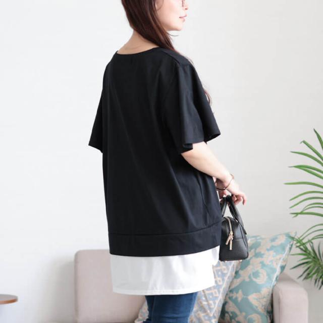フレアスリーブフェイクレイヤードチュニック