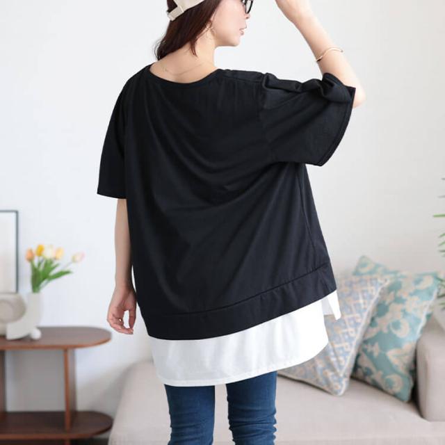 フレアスリーブフェイクレイヤードチュニック