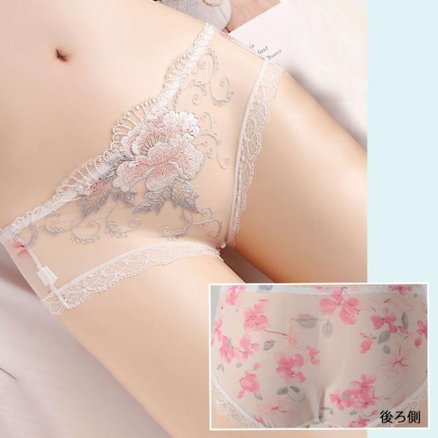 花柄切替えシースルーショーツ