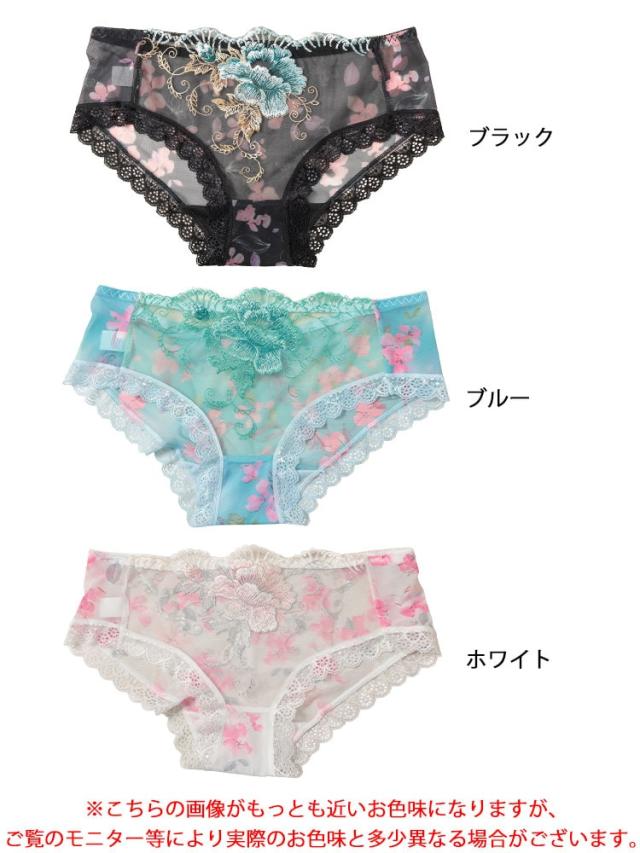 花柄切替えシースルーショーツ