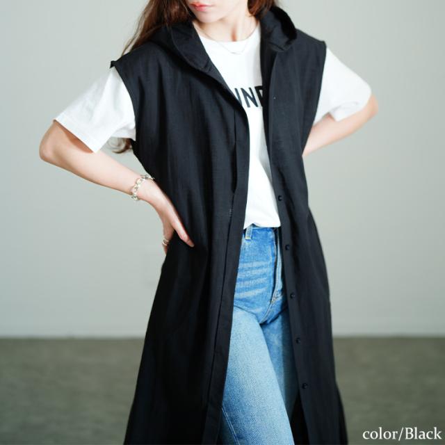 コットンパーカーノースリーブワンピース