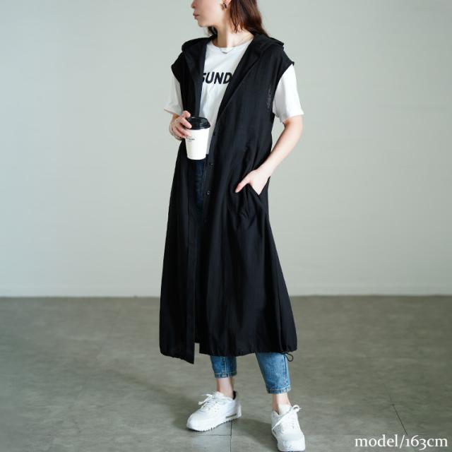コットンパーカーノースリーブワンピース