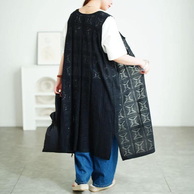 レース編みロングジレ