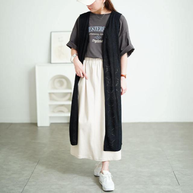 レース編みロングジレ