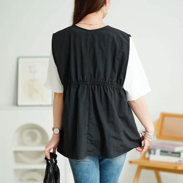 撥水ナイロンペプラムベスト