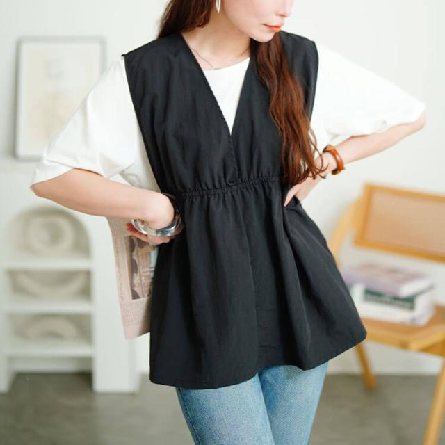 撥水ナイロンペプラムベスト