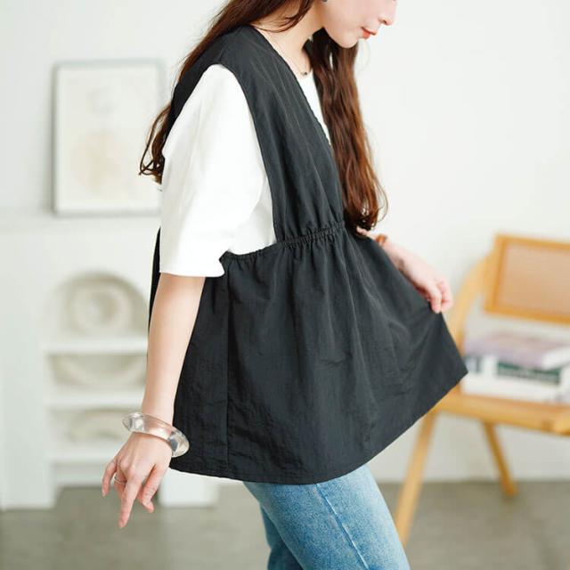 撥水ナイロンペプラムベスト