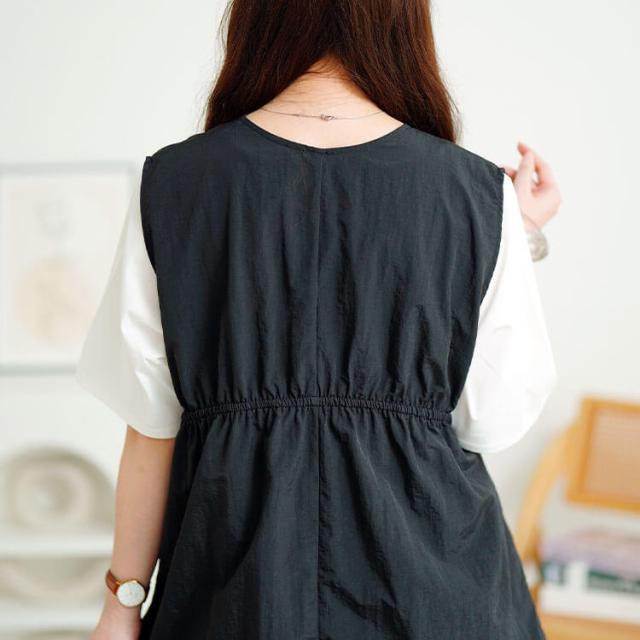 撥水ナイロンペプラムベスト