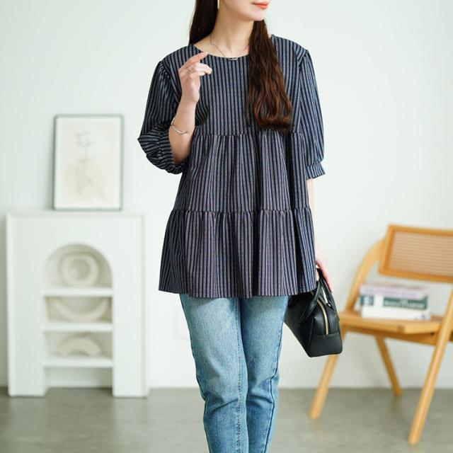 接触冷感鹿の子ティアードチュニック