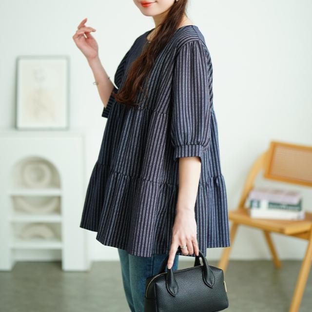 接触冷感鹿の子ティアードチュニック