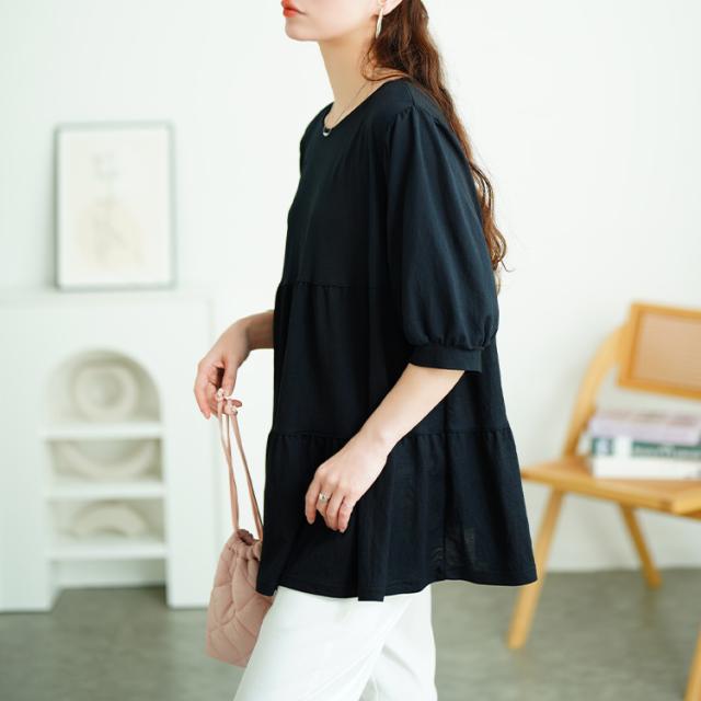 接触冷感鹿の子ティアードチュニック