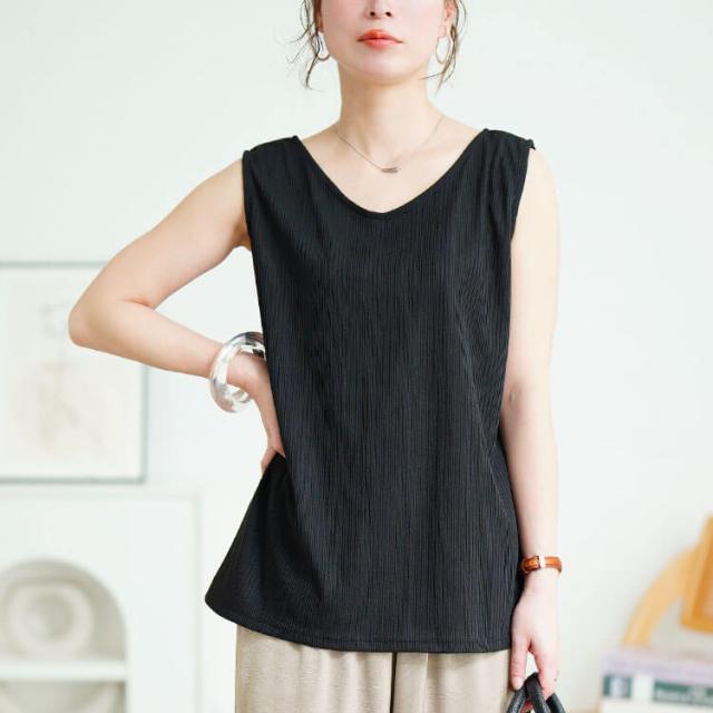 前後2wayランダムリブタンクトップ