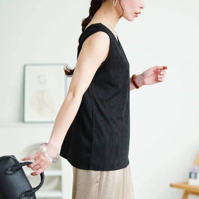 前後2wayランダムリブタンクトップ