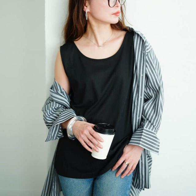 前後2wayランダムリブタンクトップ