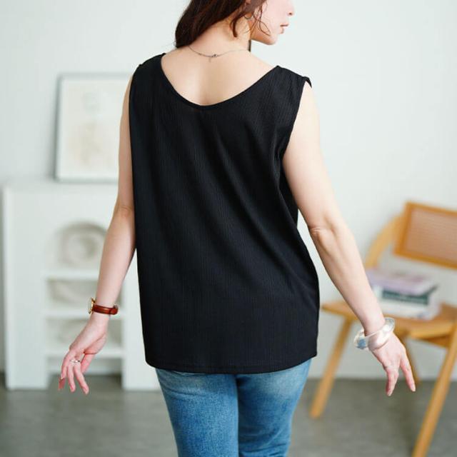 前後2wayランダムリブタンクトップ