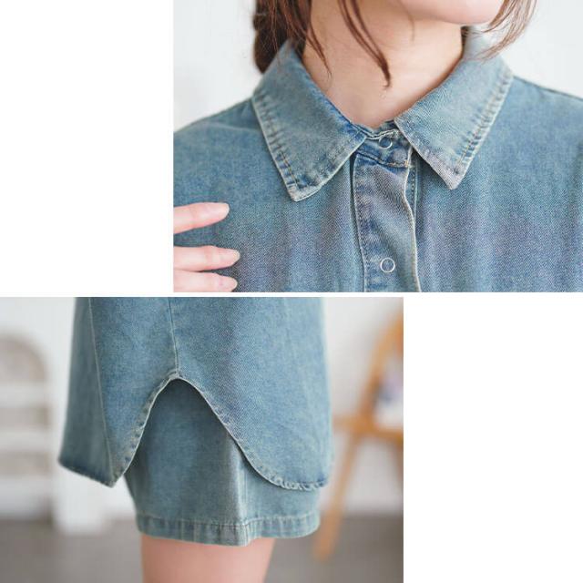 デニムシャツ&ショートパンツセットアップ