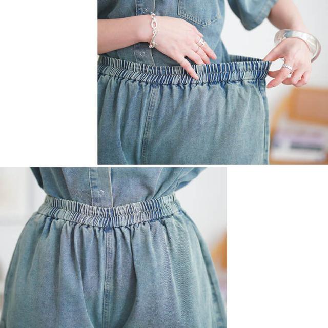 デニムシャツ&ショートパンツセットアップ