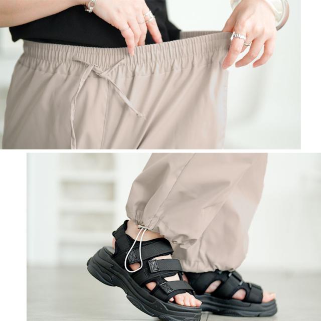 裾ドローコードパラシュートパンツ