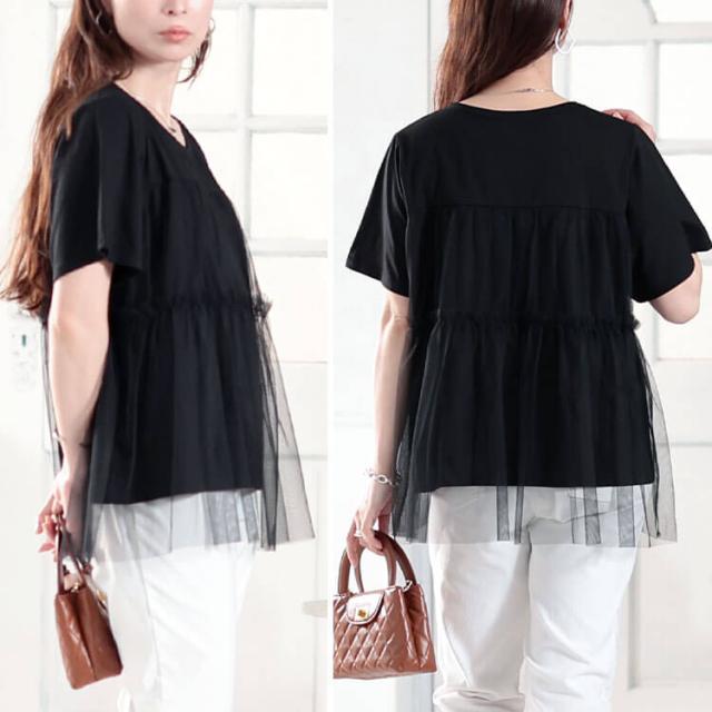 ティアードチュールレイヤードTシャツ