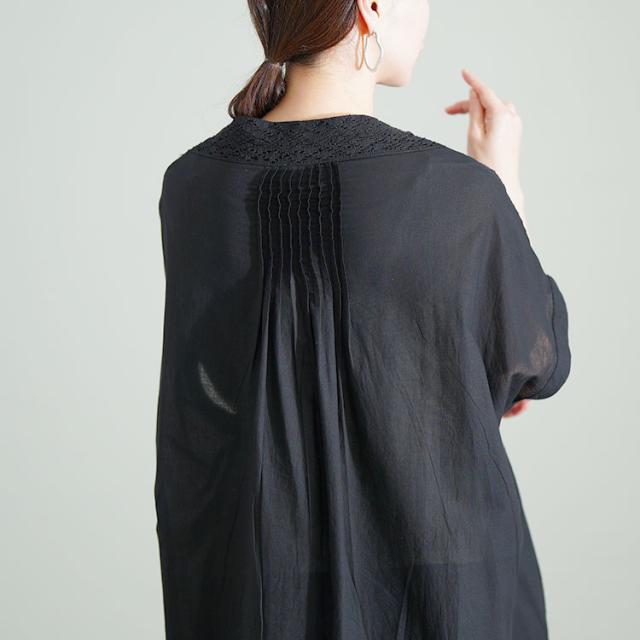 レース模様ドルマンシャツワンピース