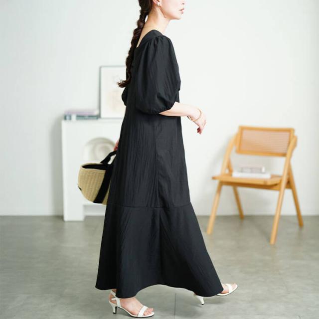 前後2wayパフスリーブワンピース