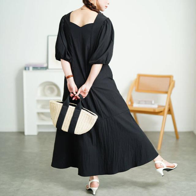 前後2wayパフスリーブワンピース