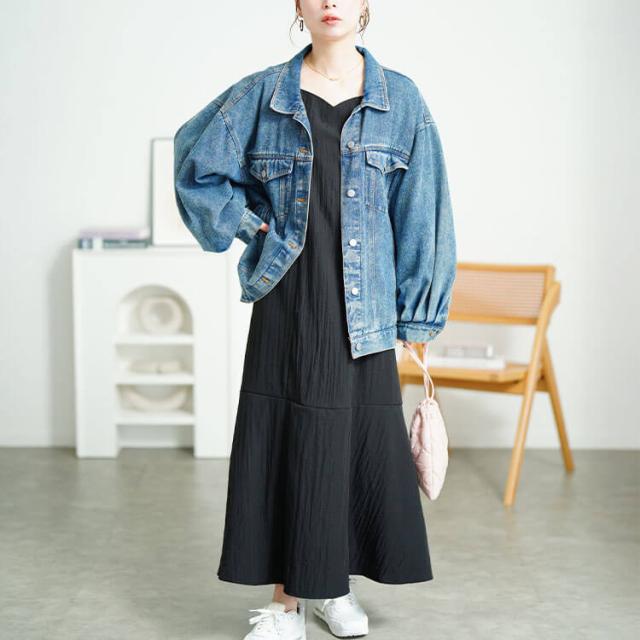 前後2wayパフスリーブワンピース